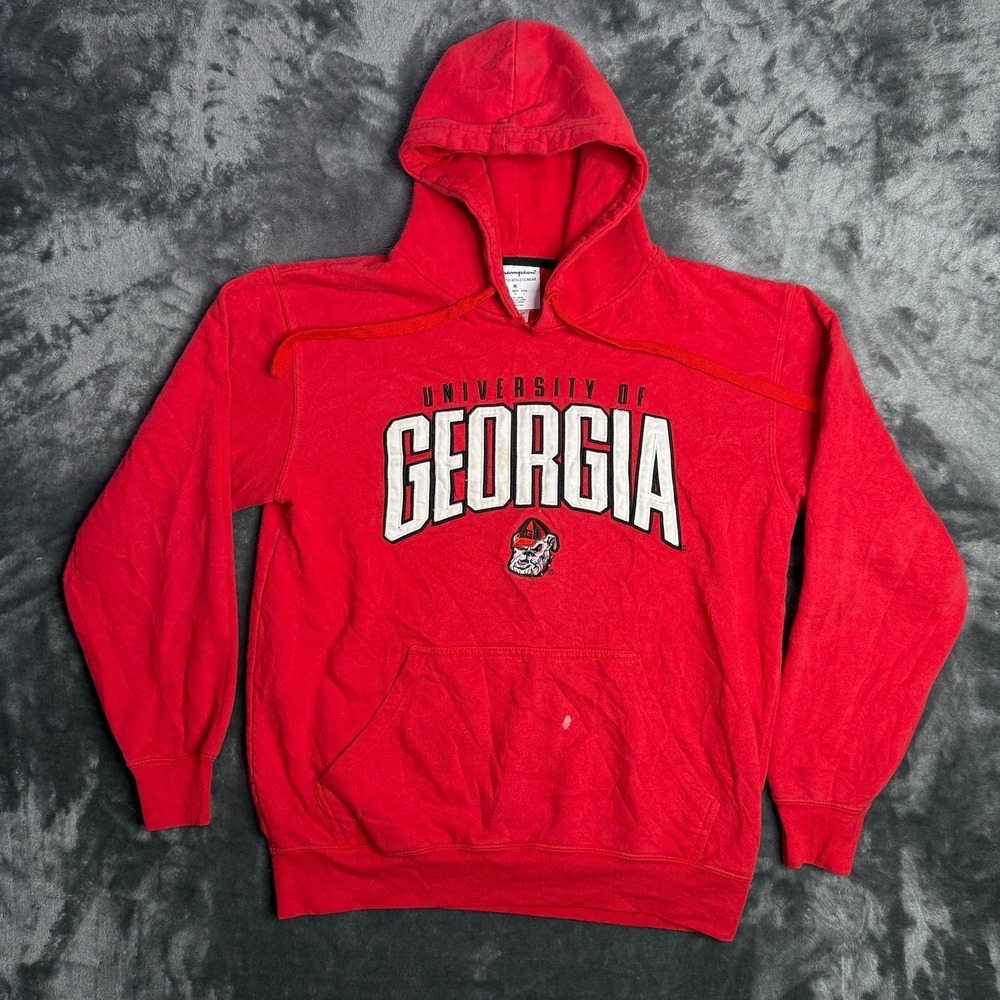 Champion NCAA University Of Georgia Red Pullover Medium Hoodie Long Sleeve